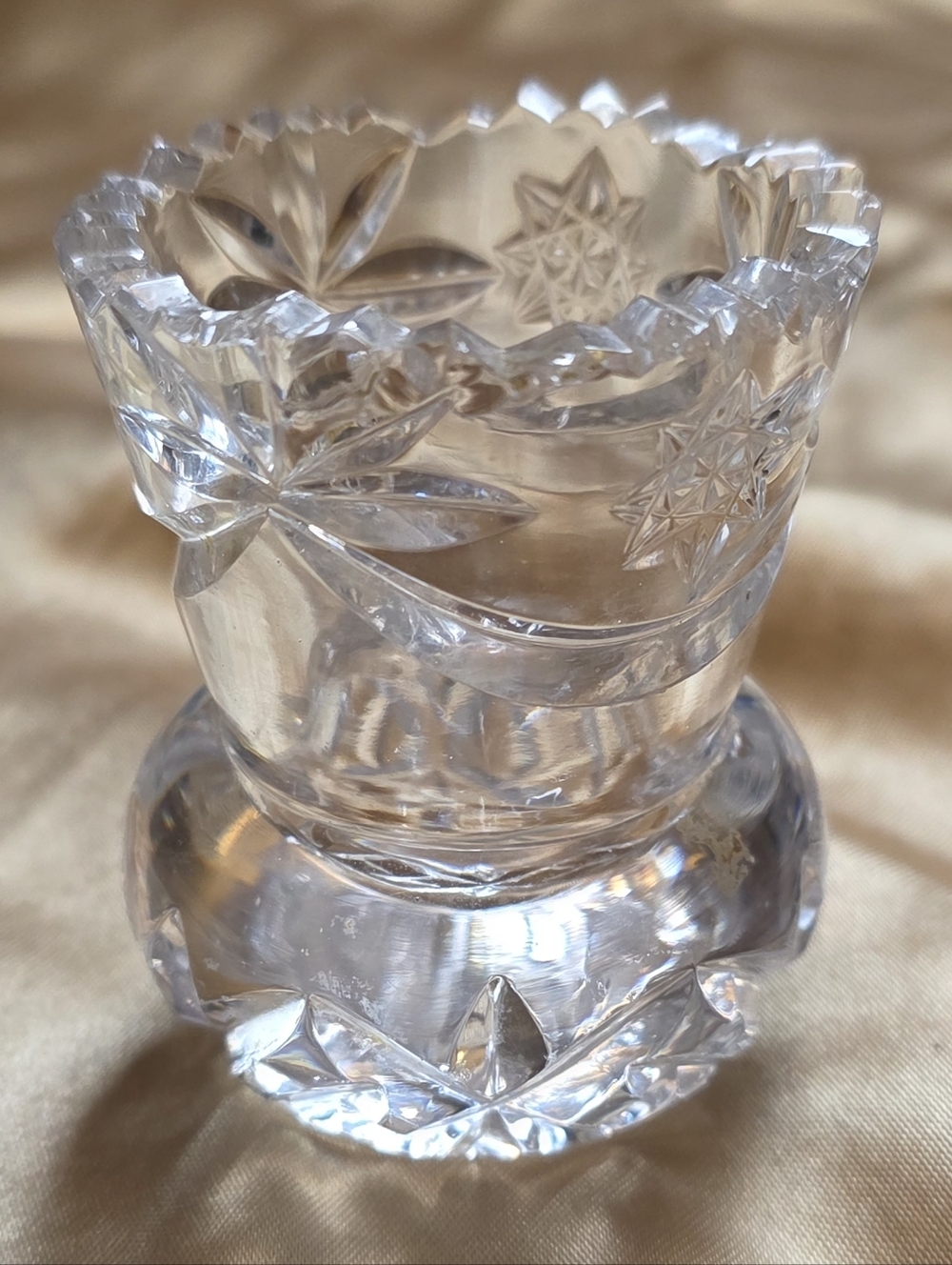 Vintage Cut Lead Crystal Clear Toothpick Holder